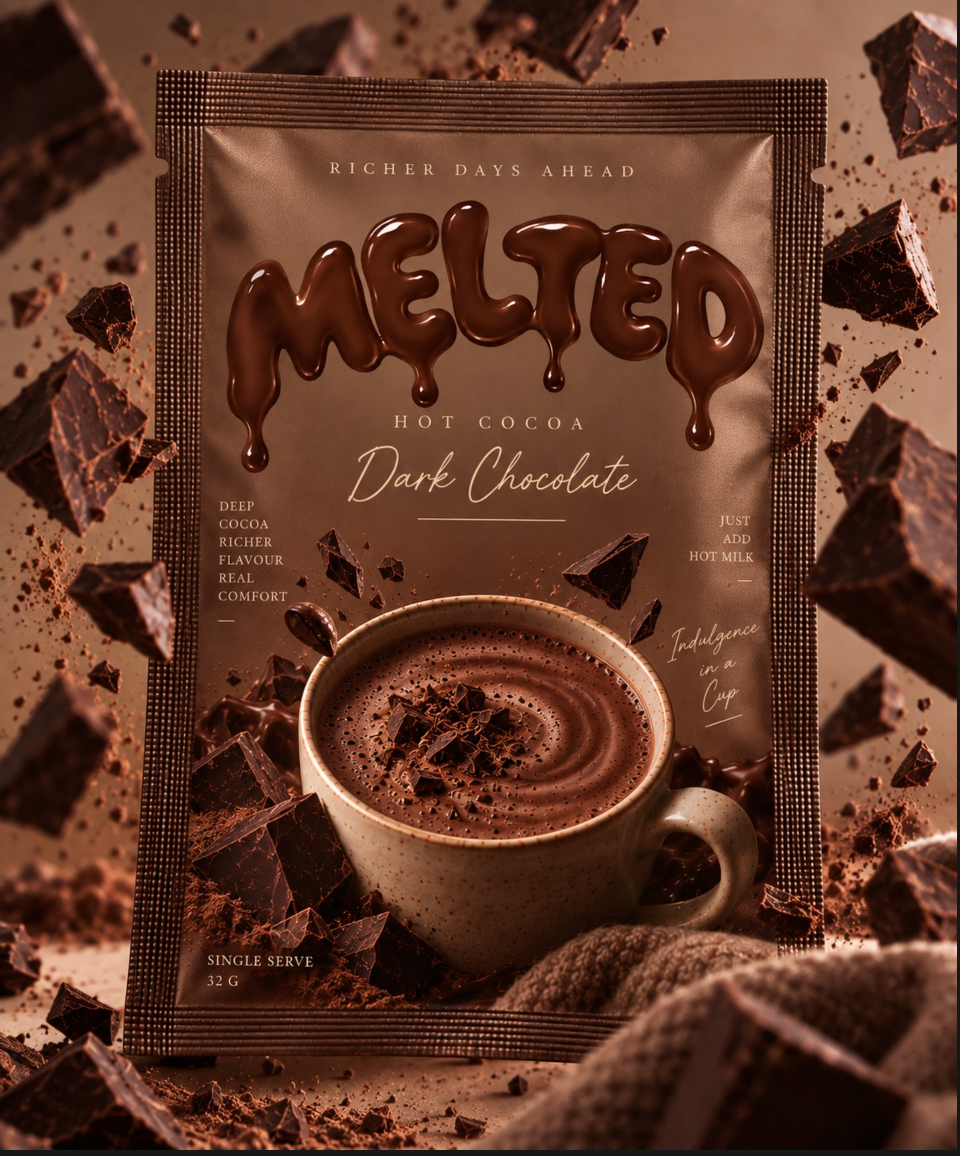Dark Chocolate MELTED hot chocolate PRE-MIX sachet