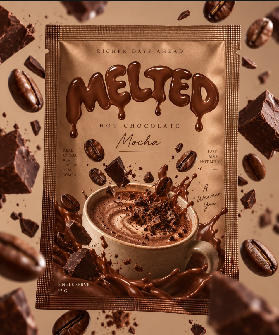 Mocha MELTED hot chocolate PRE-MIX sachet